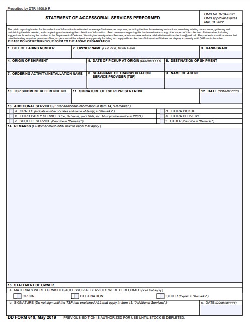Download Fillable dd Form 619