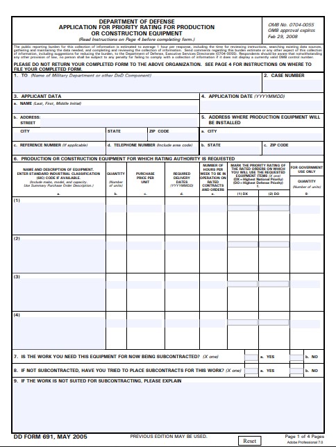 Download Fillable dd Form 691