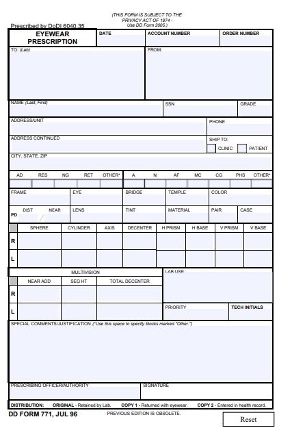 Download Fillable dd Form 771