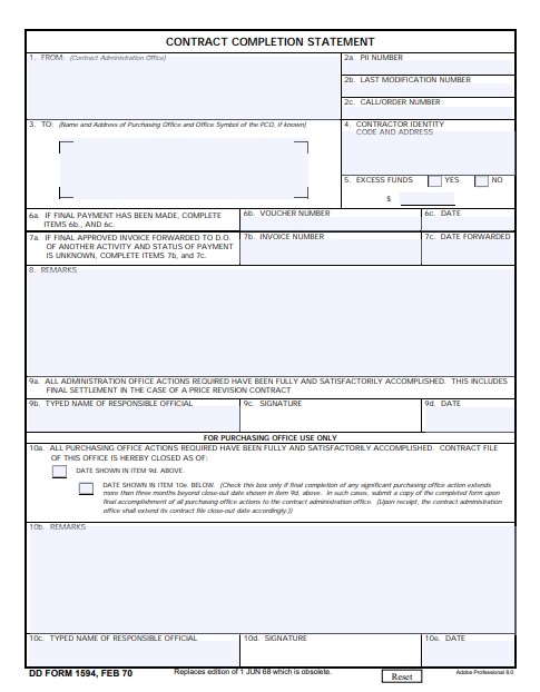 Download Fillable dd Form 1594