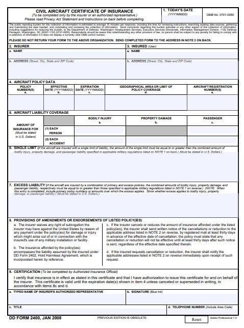 Download Fillable dd Form 2400