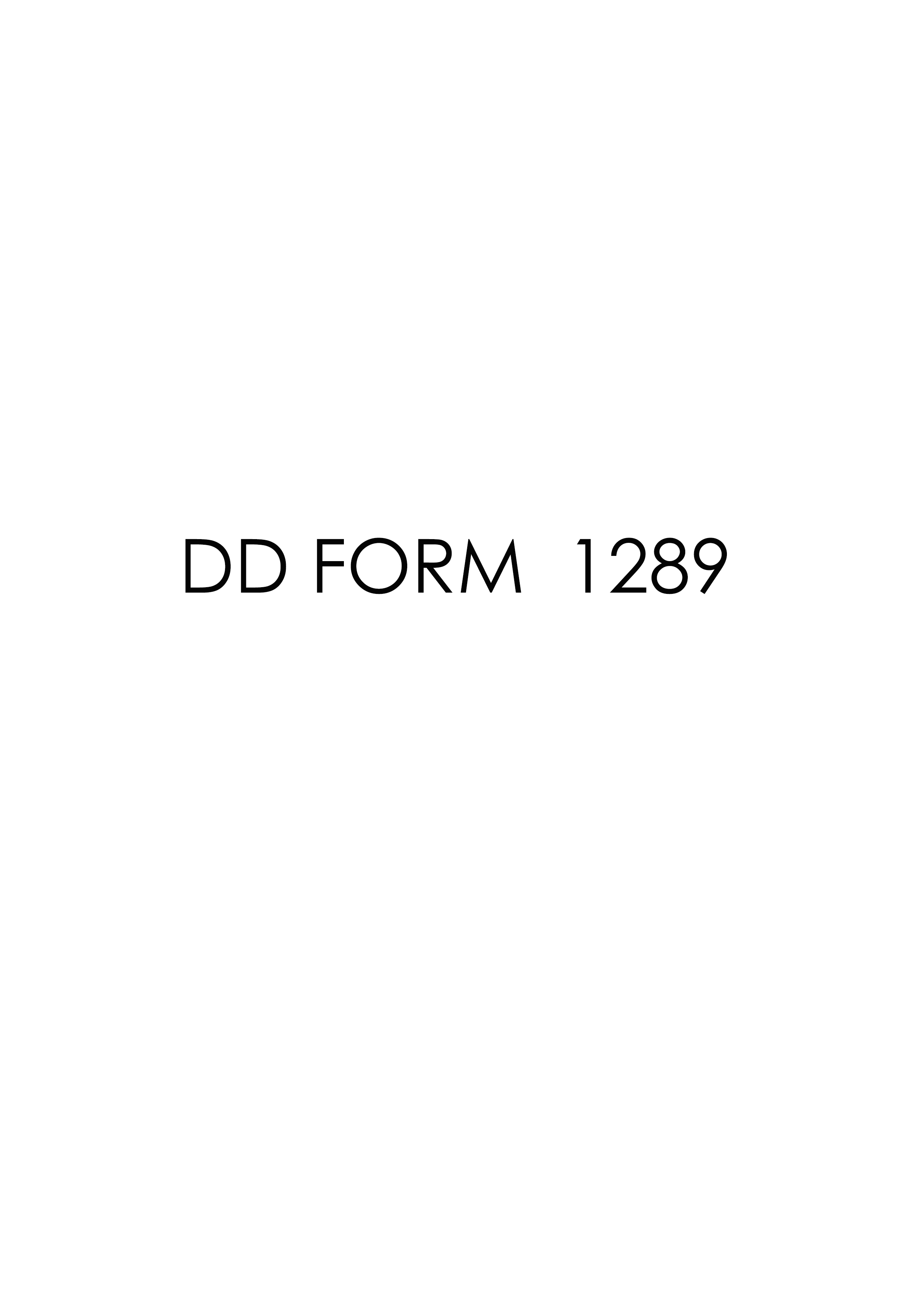 Download Fillable dd Form 1289