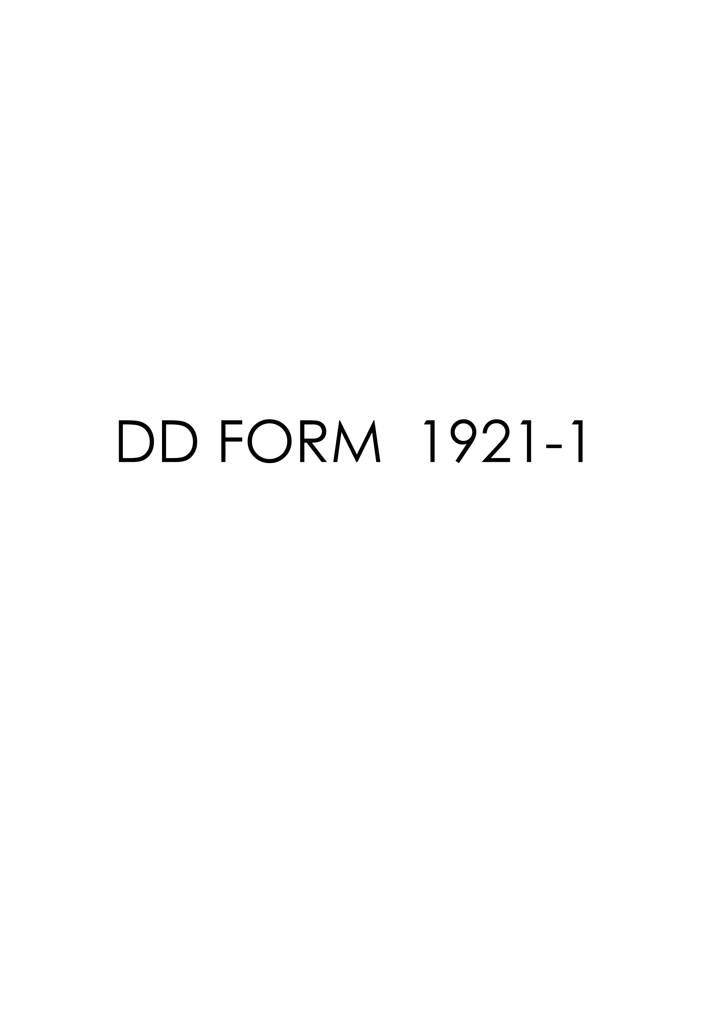 Download Fillable dd Form 1921-1