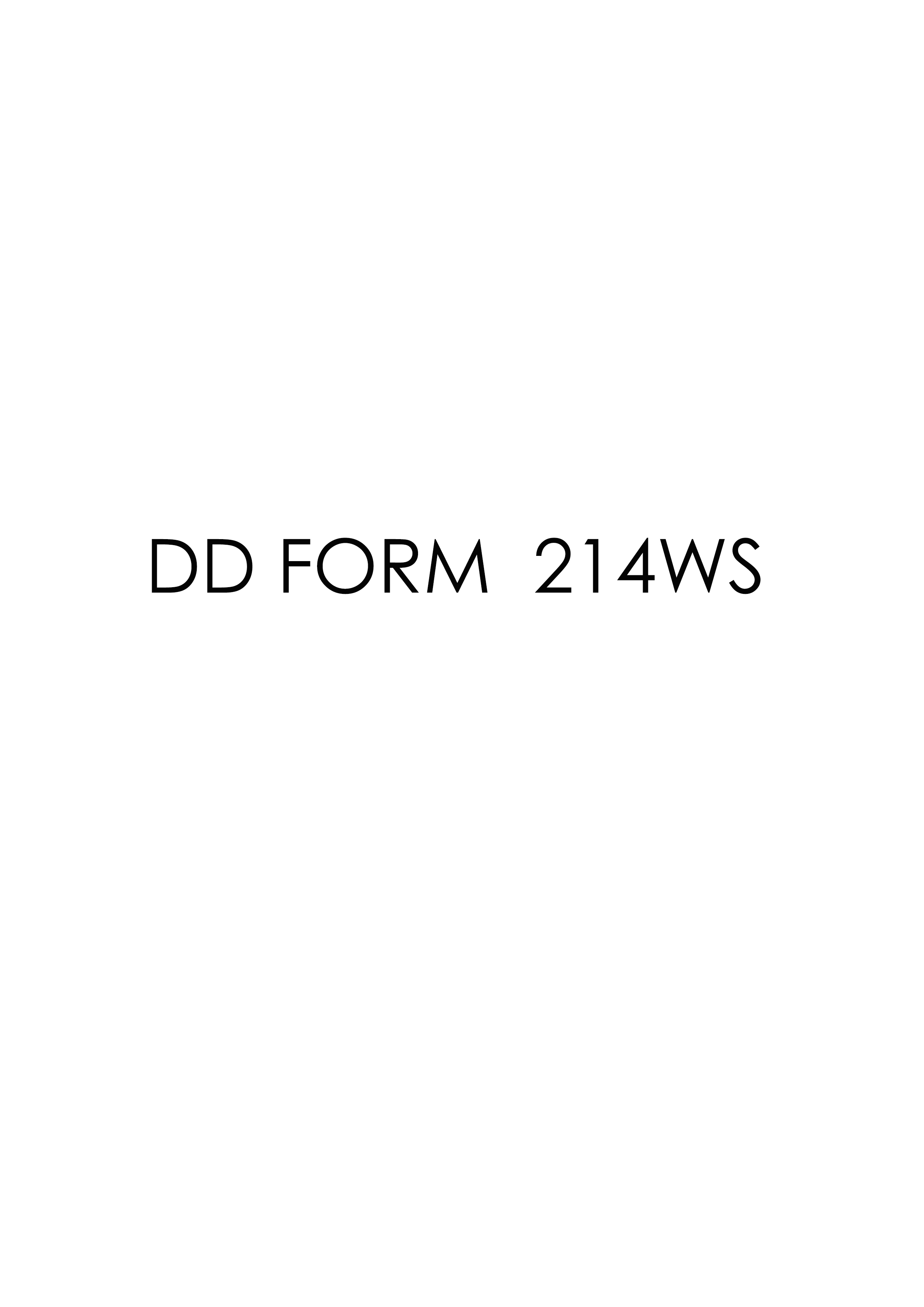 Download Fillable dd Form 214WS