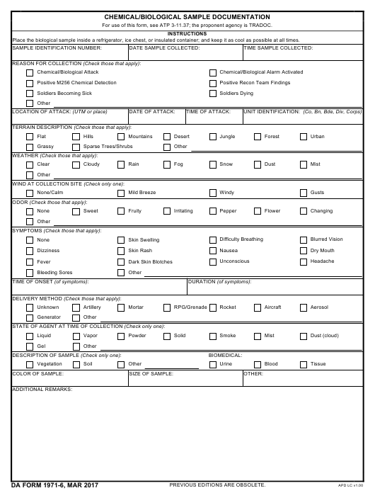 DA Form 1971-6 form preview