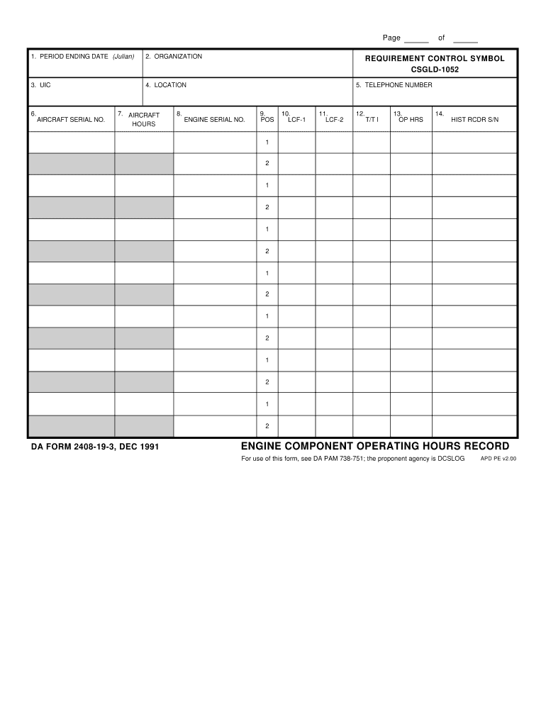 DA Form 2408-19-3 form preview