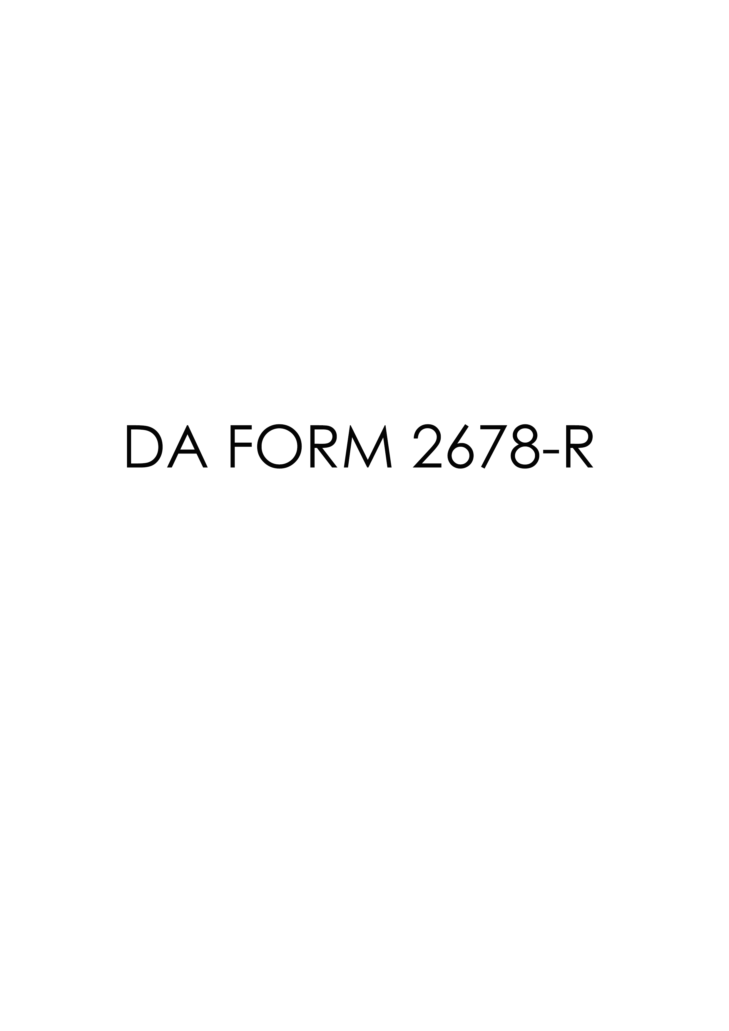 DA Form 2678-R form preview