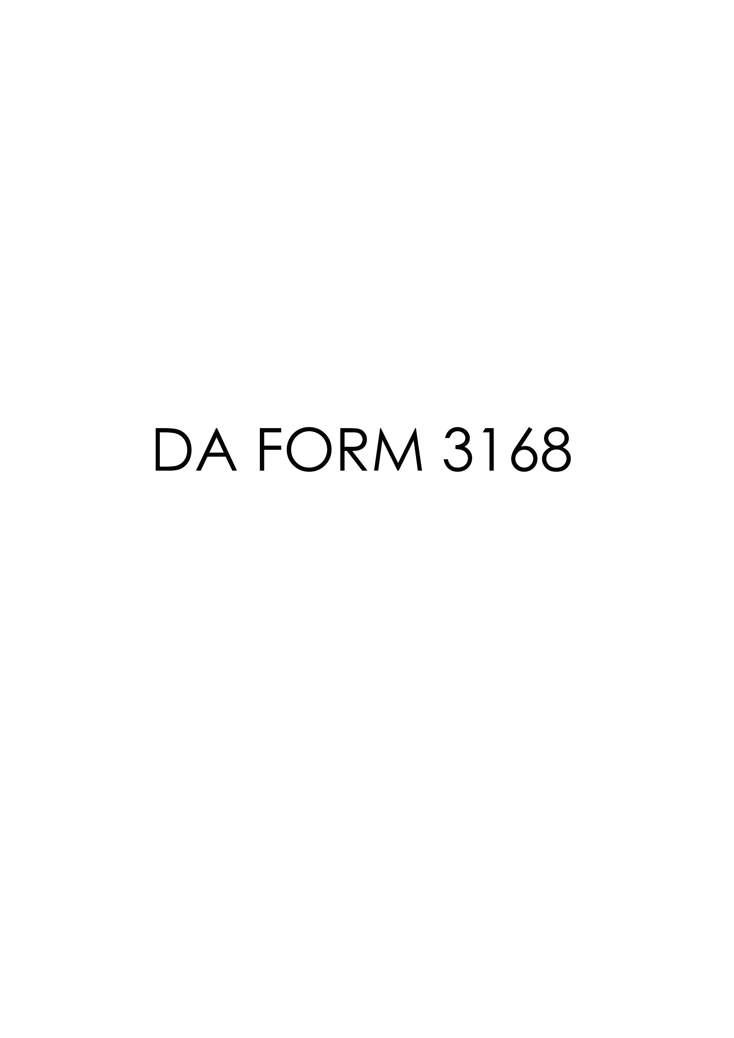DA Form 3168 form preview