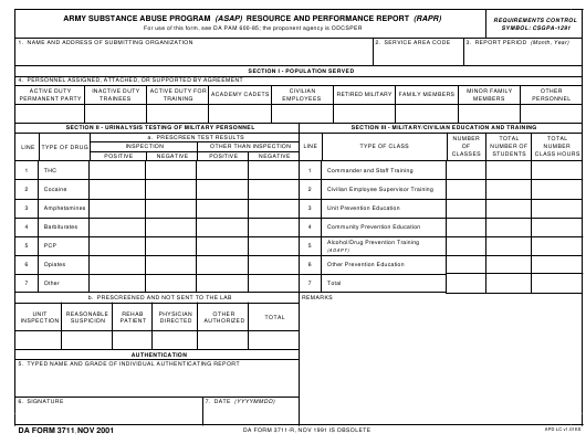 DA Form 3711 form preview