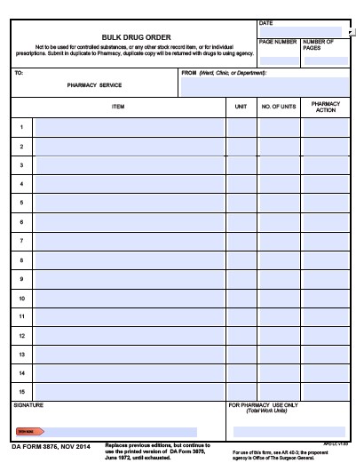 DA Form 3875 form preview