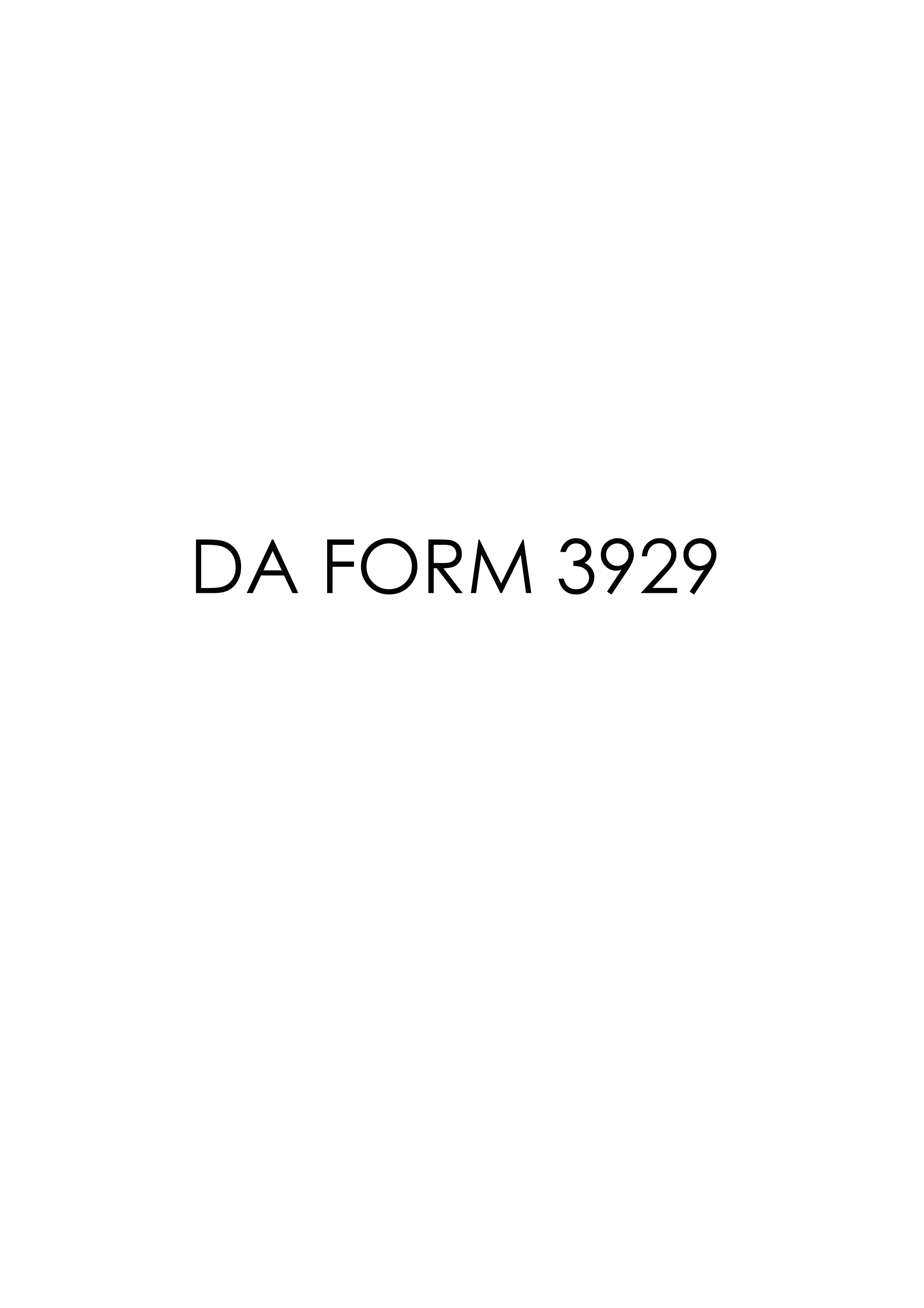 DA Form 3929 form preview
