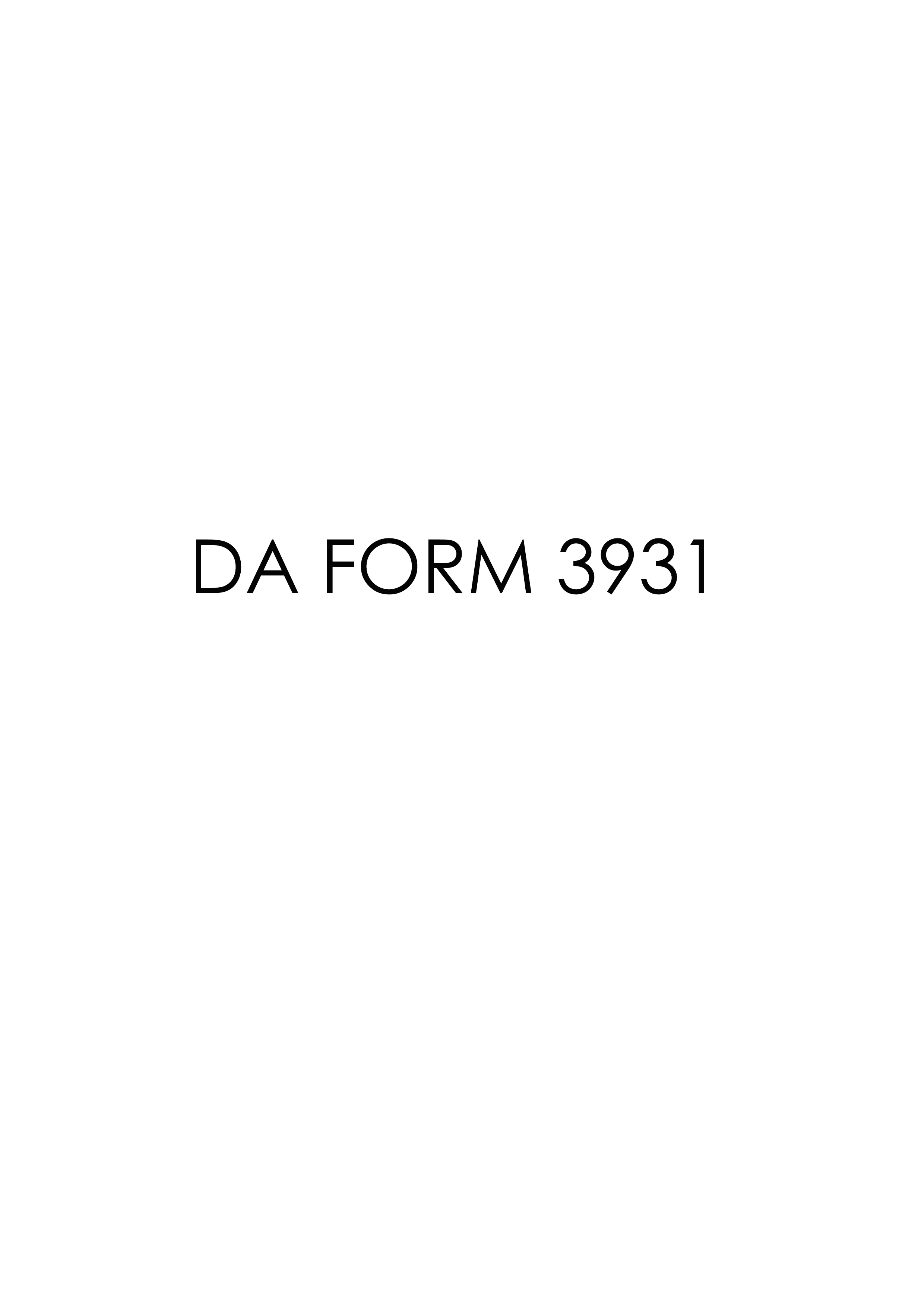 DA Form 3931 form preview