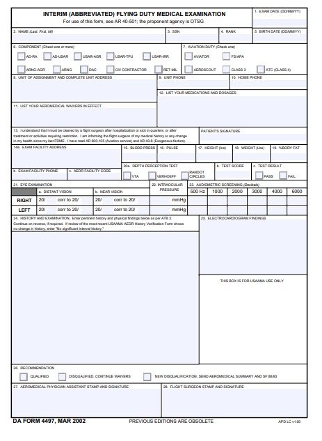 DA Form 4497 form preview