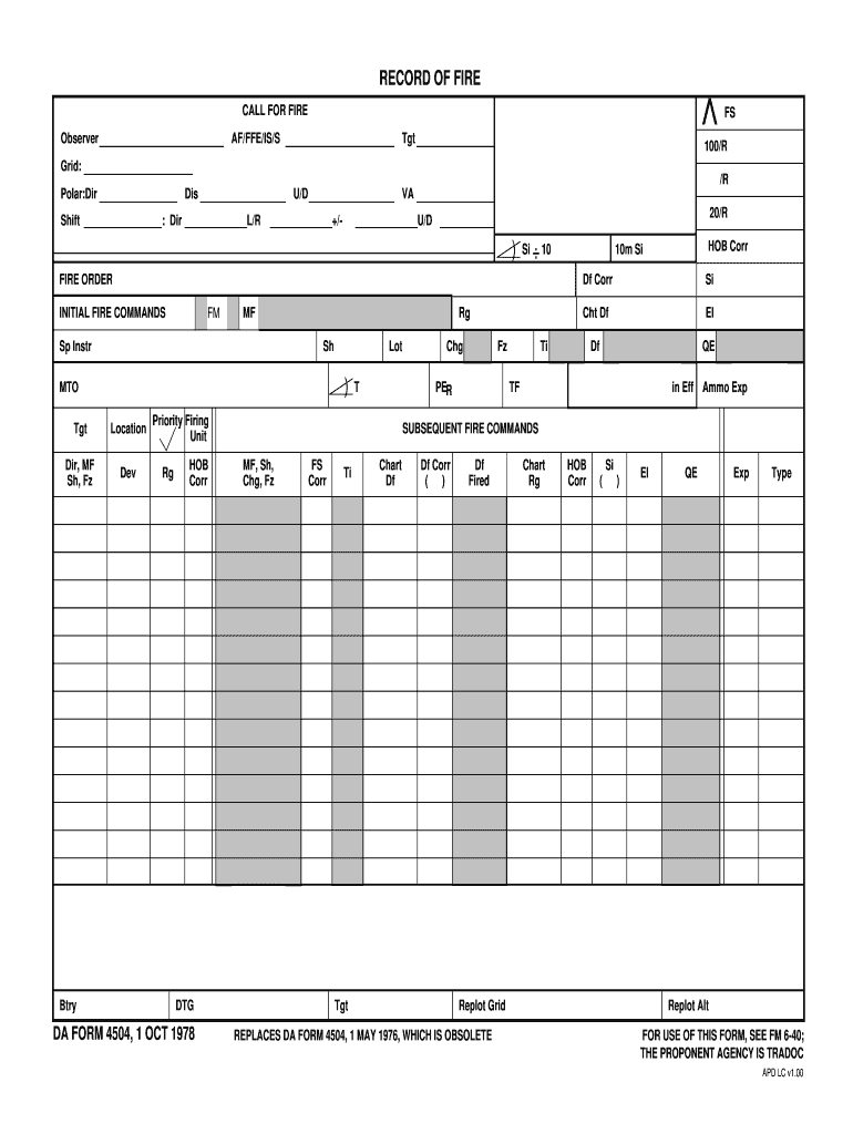 DA Form 4504 form preview