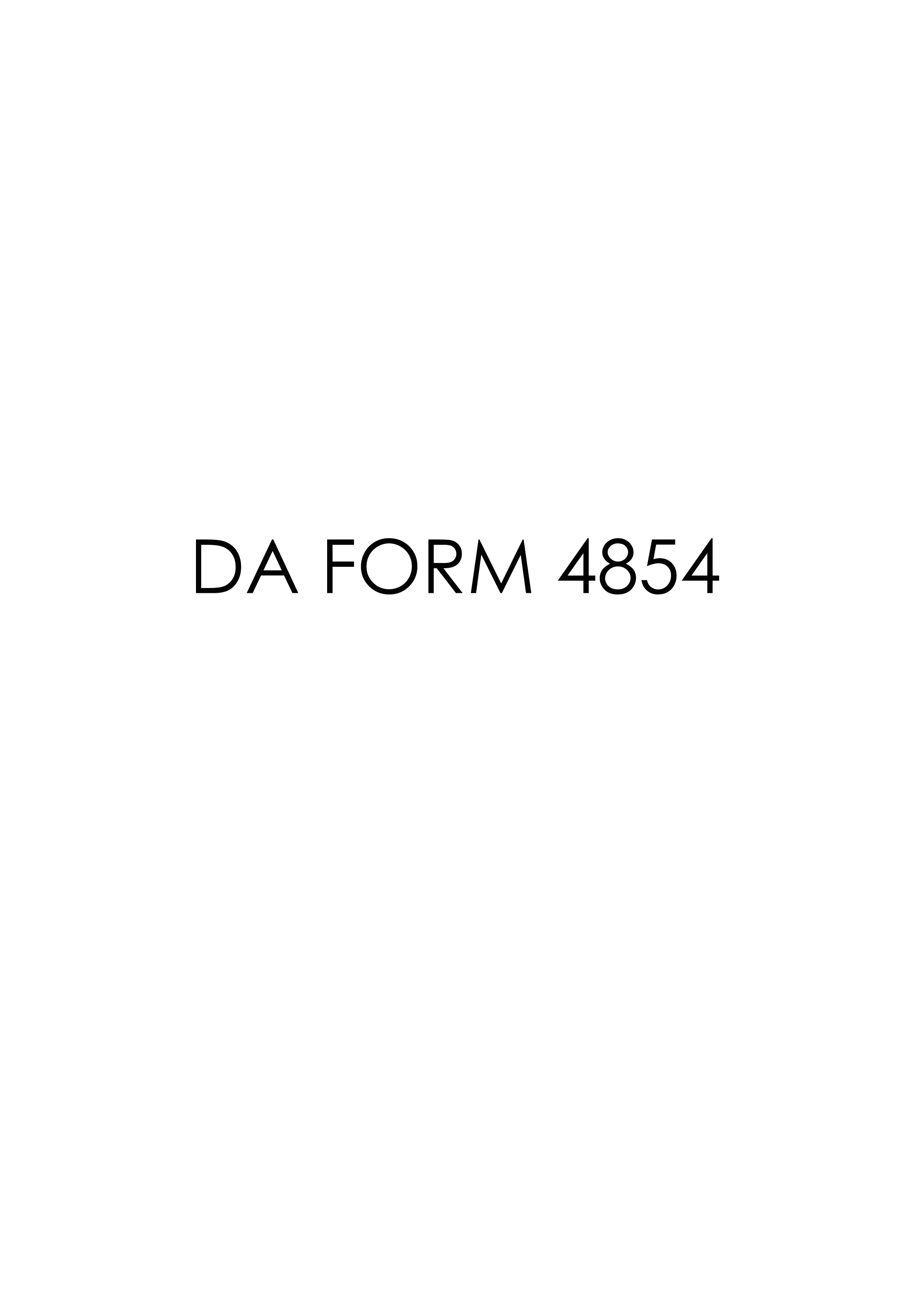 DA Form 4854 form preview