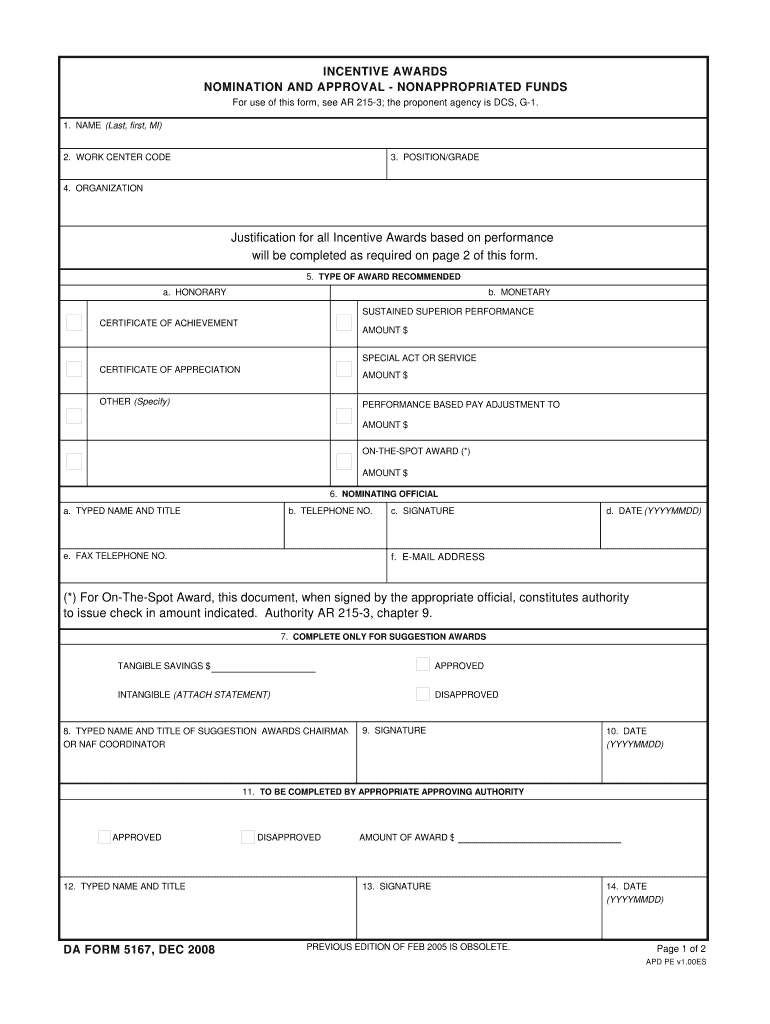 DA Form 5165-R form preview