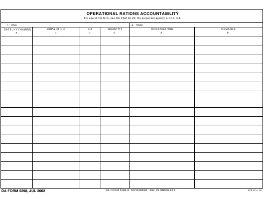 DA Form 5298 form preview