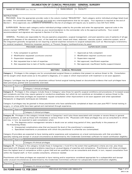 DA Form 5440-13 form preview