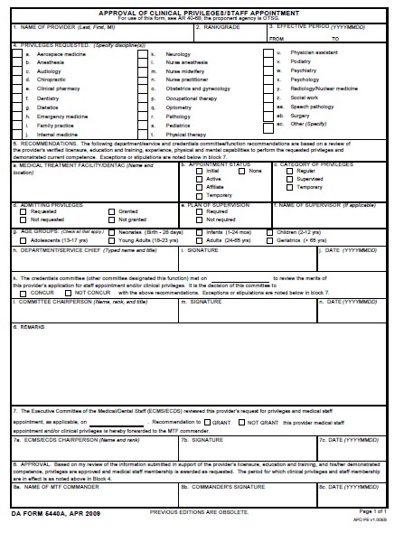 DA Form 5440A form preview