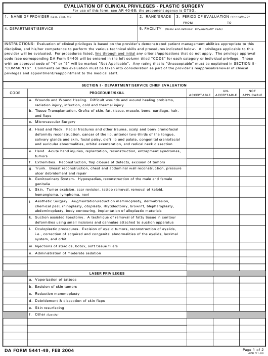 DA Form 5441-49 form preview