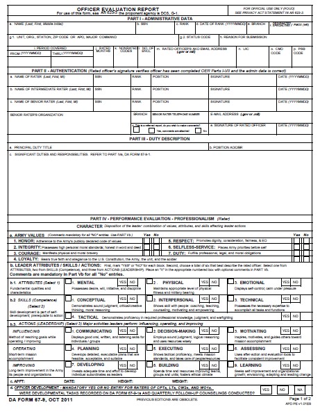 DA Form 67-9 form preview