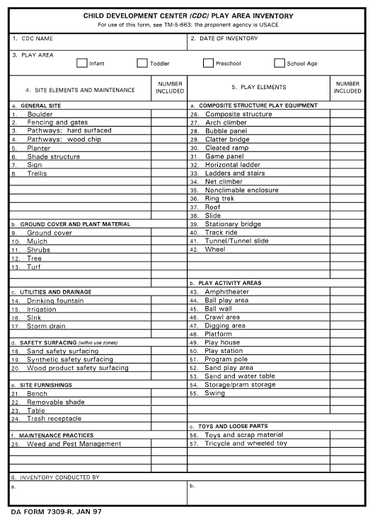 DA Form 7309-R form preview