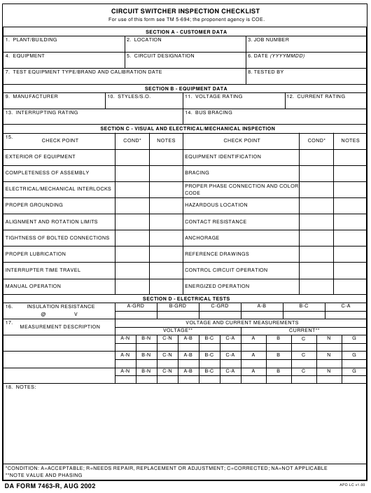 DA Form 7463-R form preview