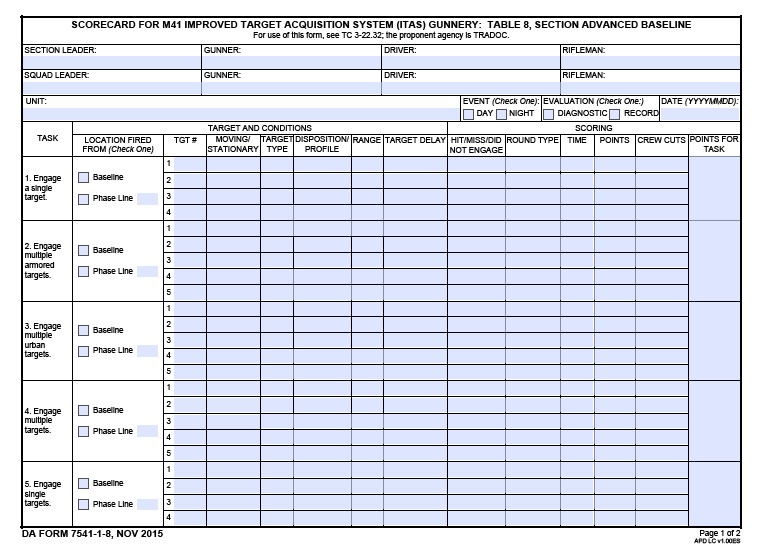 DA Form 7541-1-8 form preview