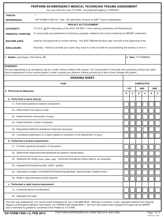 DA Form 7595-1-2 form preview