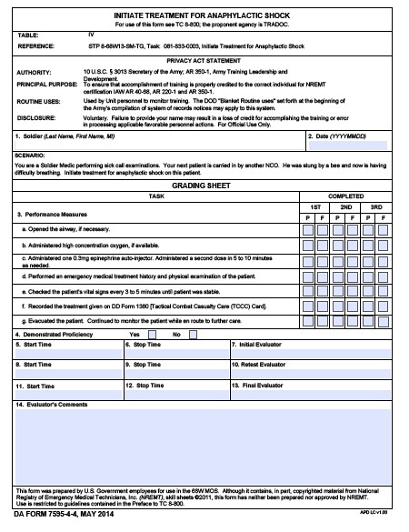 DA Form 7595-4-4 form preview