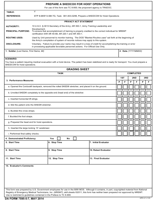 DA Form 7595-5-7 form preview