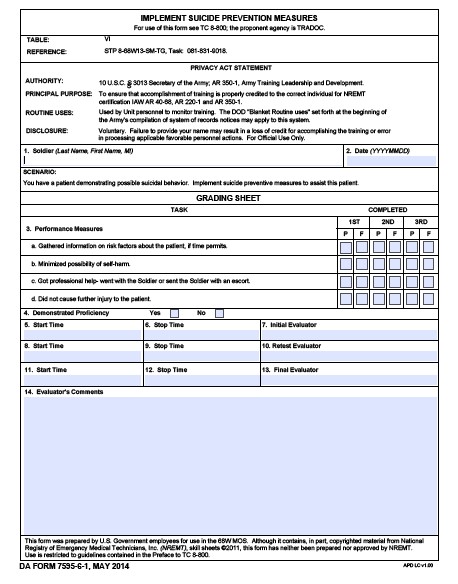 DA Form 7595-6-1 form preview