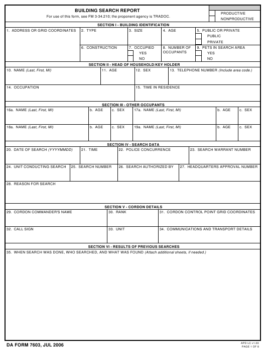 DA Form 7603 form preview