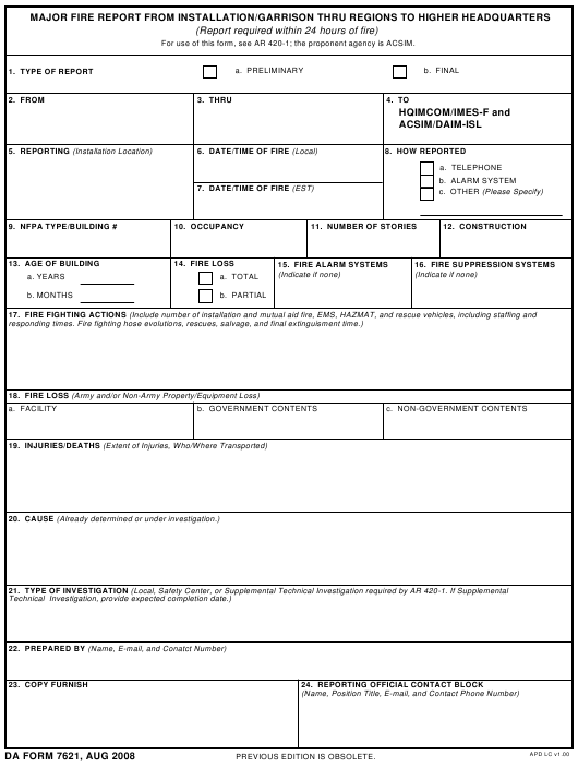 DA Form 7621 form preview