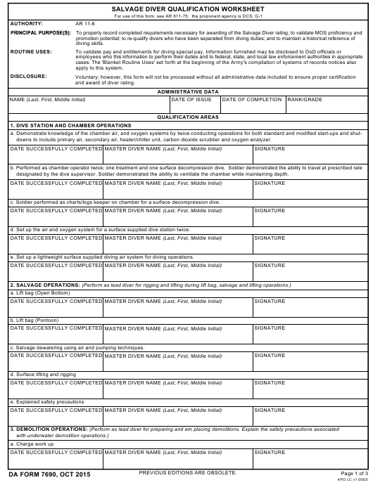 DA Form 7690 form preview