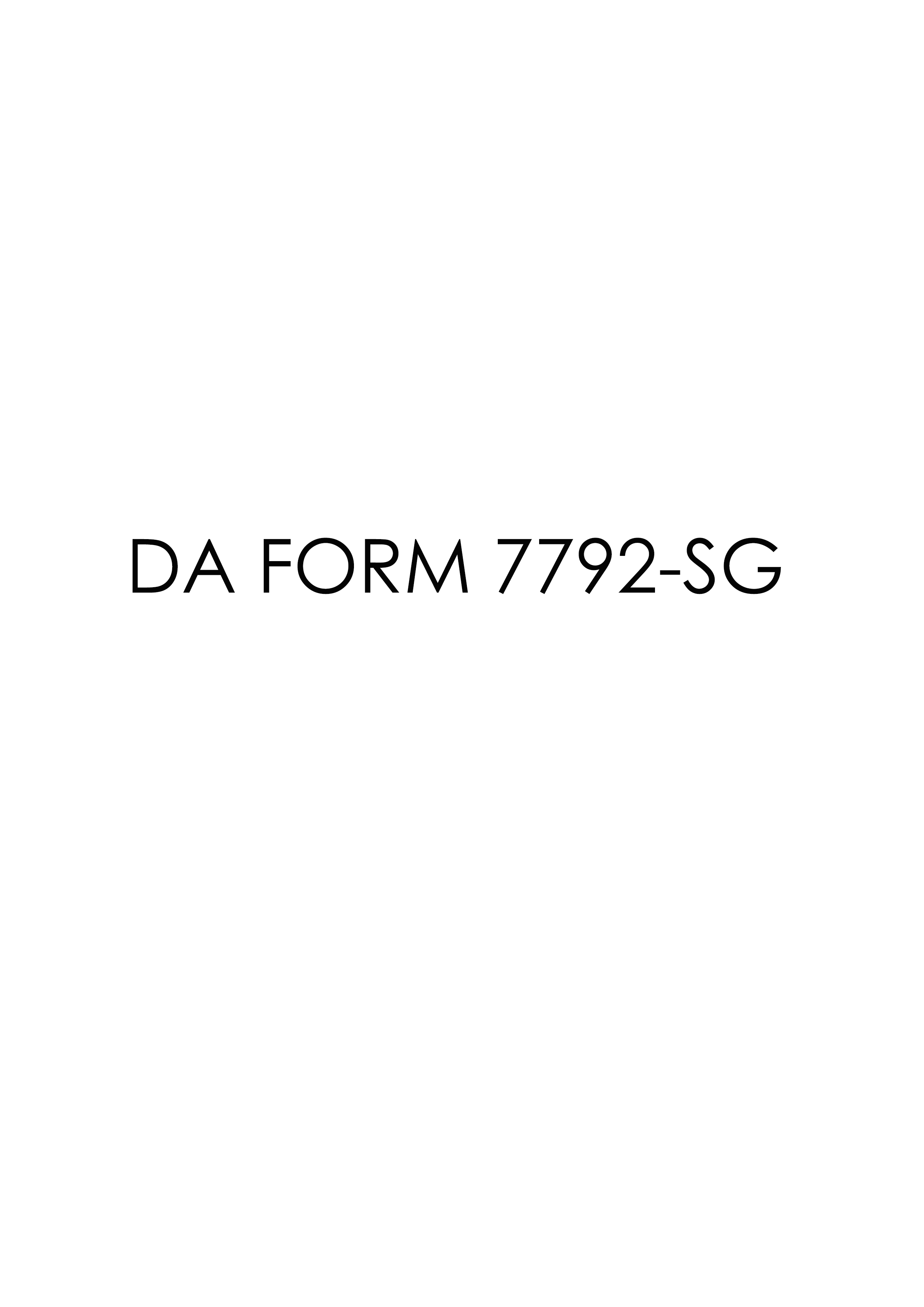 DA Form 7792-SG form preview