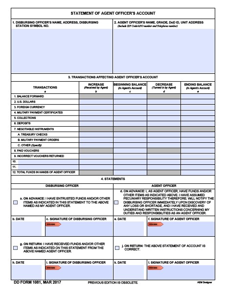 DD Form 1081 form preview