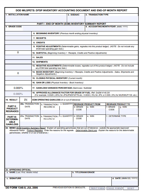 DD Form 1348-8 form preview