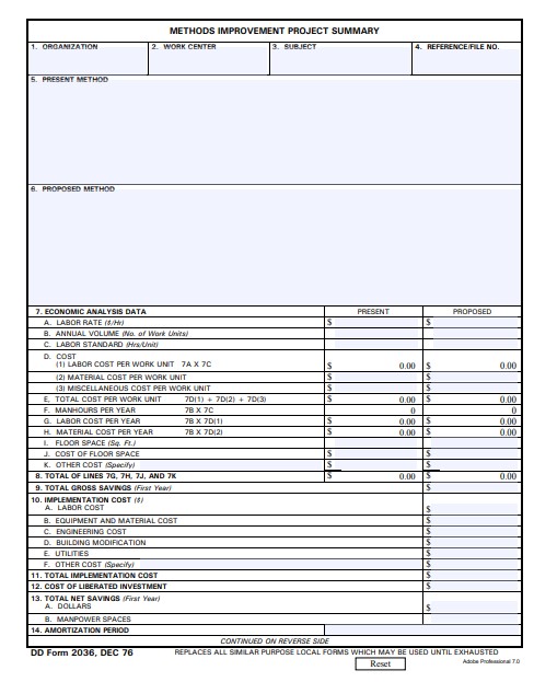 DD Form 2036 form preview