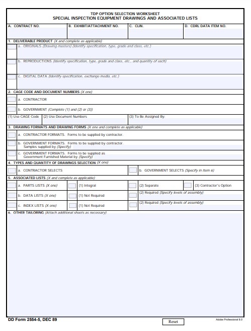 DD Form 2554-5 form preview