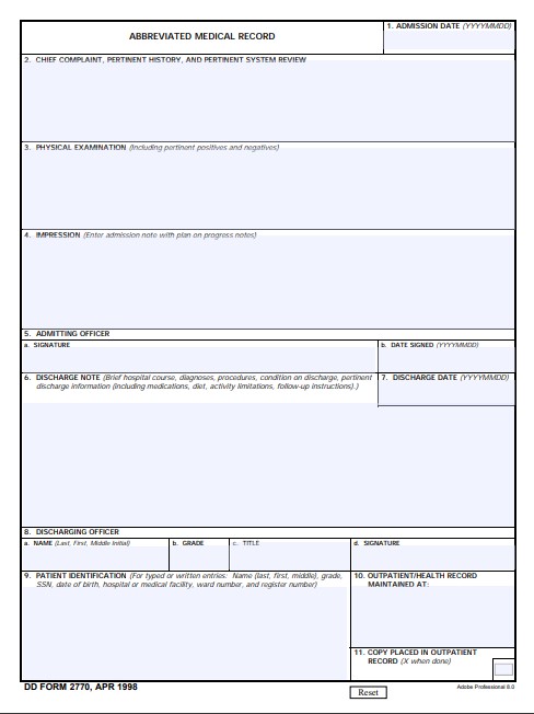 DD Form 2770 form preview