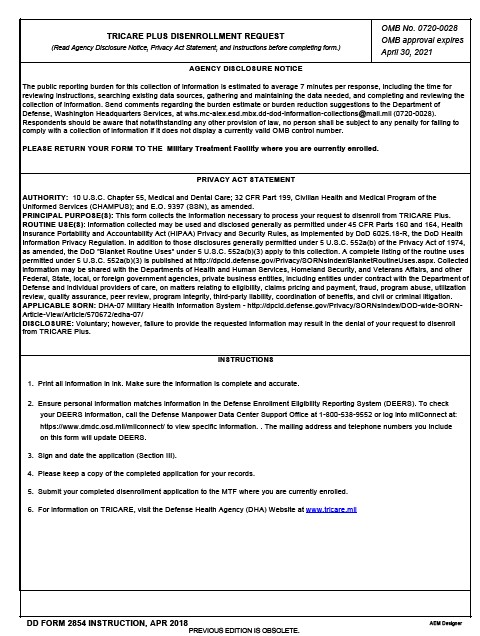DD Form 2854 form preview
