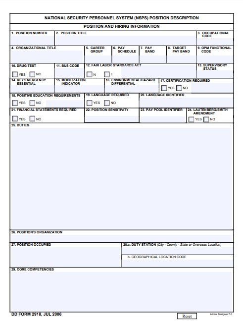 DD Form 2918 form preview