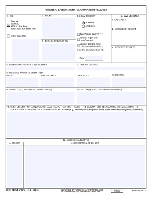DD Form 2922 form preview