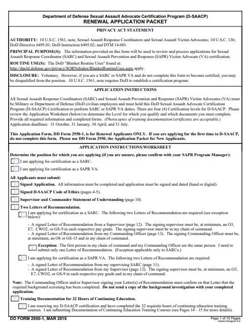 DD Form 2950-1 form preview