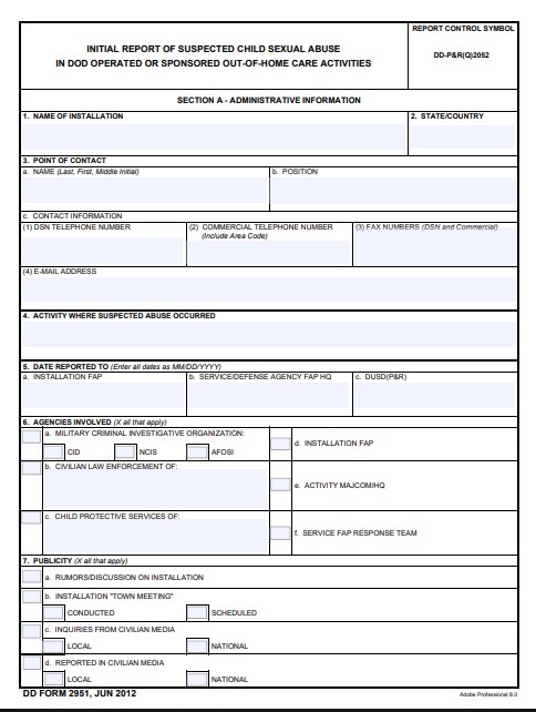 DD Form 2951 form preview