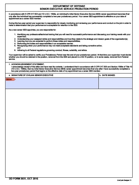 DD Form 3031 form preview