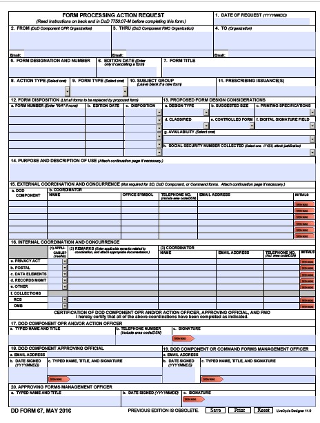 DD Form 67 form preview