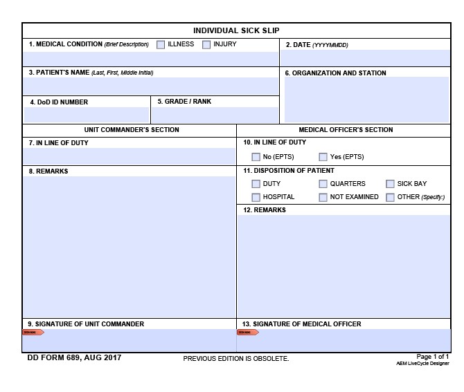 DD Form 689 form preview