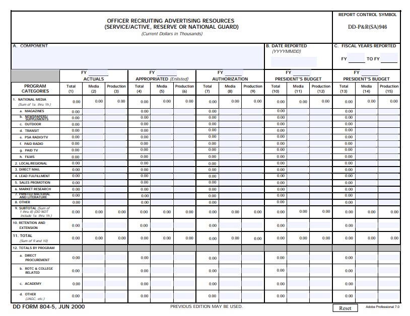 DD Form 804-5 form preview